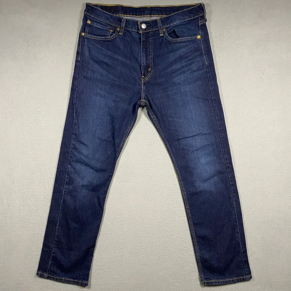 Levi's 513 Slim Straight Jeans Mens 34x30 Dark Wash Blue WaterLess Stretch Denim
